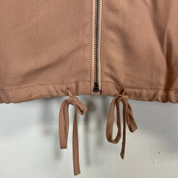Melrose & Market Bomber Jacket Womens XS Tan Brown Lightweight Drawstring - Picture 4 of 11